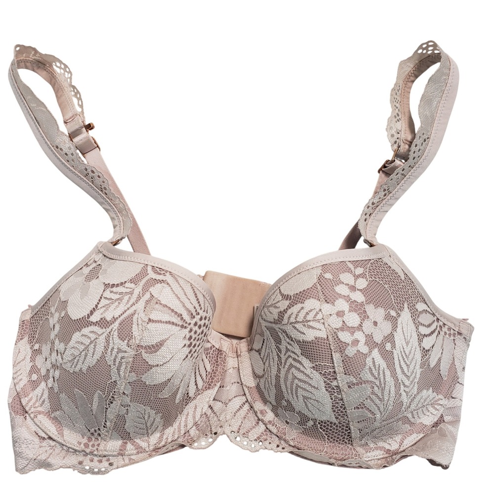 Aerie Floral Lace Underwire Bra Women 34D Dusty‎ Rose Padded Adjust 7512746495
